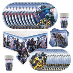 Transformers Party Supplies Set Plates Cups Tablecloth Napkins Birthday Decor