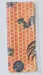 Vintage PAPER ART MCM 60” X 102” Tablecloth Yellow Red Black Rooster Rectangle