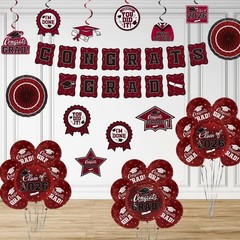 Maroon Graduation Decorations Set 2026 – Congrats Grad Banner, Backdrop, Balloon