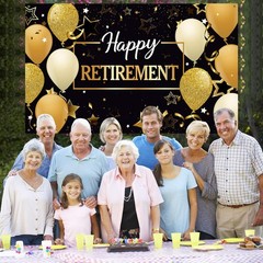 Blulu Retirement Party Decorations, Extra 72.8 x 43.3 inches, Black and Gold
