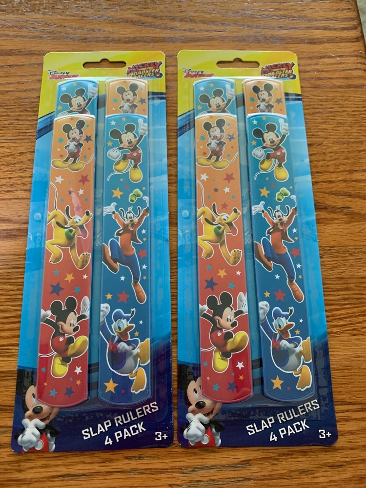 Lot of 2 Disney Mickey Mouse – Birthday Party Slap Ruler Bracelets 4 PACKS