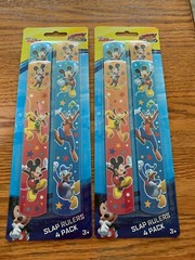 Lot of 2 Disney Mickey Mouse – Birthday Party Slap Ruler Bracelets 4 PACKS