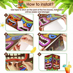 12 Pcs Luau Party Decorations Tiki Totem Pole Decor Column Card Stock 68.8 Inch
