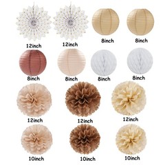 Boho Baby-Shower Party-Decorations Streamers-Lanterns – 14pcs White Brown Cha…