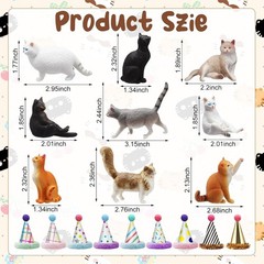 18 Pcs Cat Birthday Party Decorations Mini Birthday Hat Animal Figure Model C…