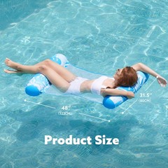 Hammock Pool Floats Adults, 4-in-1 Multi-Purpose Inflatable Pool Floaties PVC…