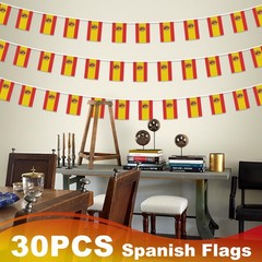 Spain String Flag Pennant Banner, Small Mini Spanish Flags Bunting Banner,