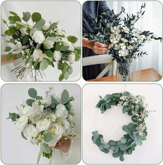 Dried Eucalyptus Leaves Preserved Greenery Stems, 8-14 PCS 2-blue