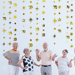 Gold 70th Birthday Decorations Number 70 Circle Dot Twinkle 4 piece set,