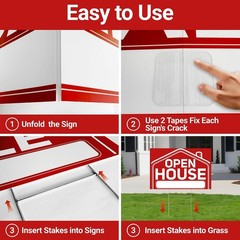 Extra Large Real Estate Open House Signs 2x 24″ Foldable & 4x 17″ Arrow