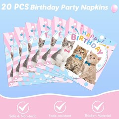 Stylish 41Pcs Cat Birthday Tableware – Perfect for 20 Guests Celebrations