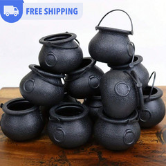 12pcs Mini Cauldron Kettles Novelty Candy Holder Halloween Witches Cauldron Pot