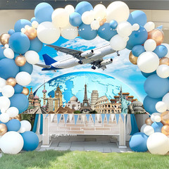 Fabric Global Travel Backdrop Airplane Map Travel Themed Birthday Party Decorati