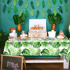 2 Pieces Palm Leaf Table Covers Hawaii Green Leaves Tablecloths Tropical Leaf…