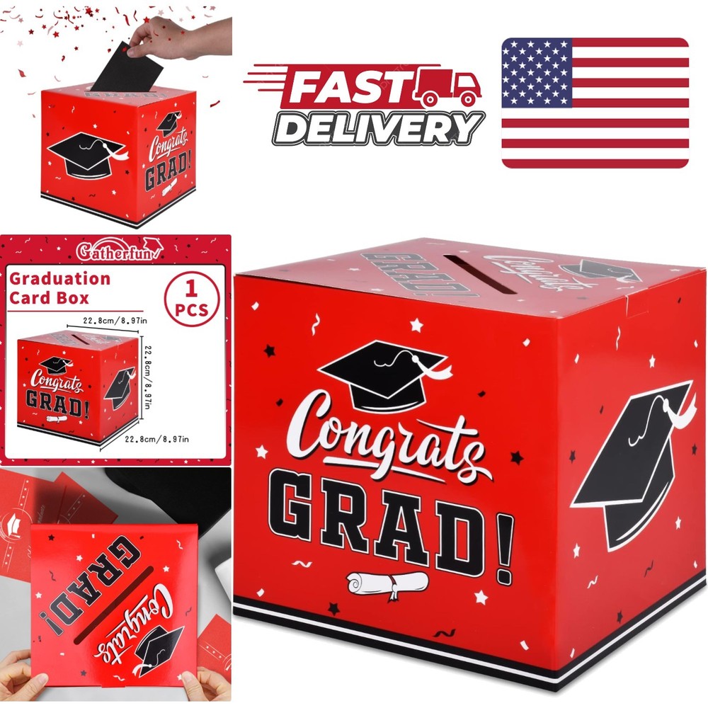 Elegant Red Card Box 8.97 Inches for Graduation Gifts Lightweight and Foldable
