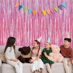 2 Pack Glitter Pink Backdrop, 3.28 FT x 7.05 FT Birthday Party Decorations, L…