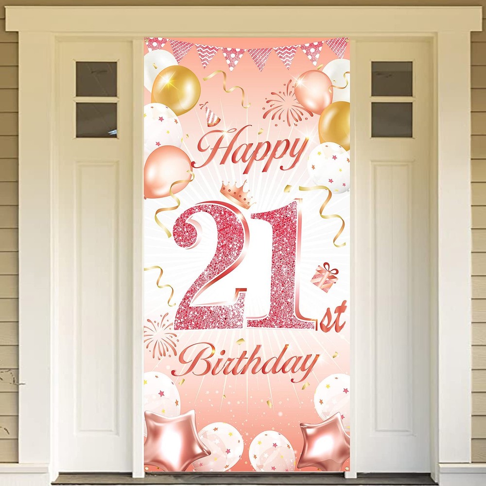 DPKOW Rose Gold 21st Birthday Party Decoration Girl Woman, M,