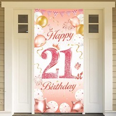 DPKOW Rose Gold 21st Birthday Party Decoration Girl Woman, M,