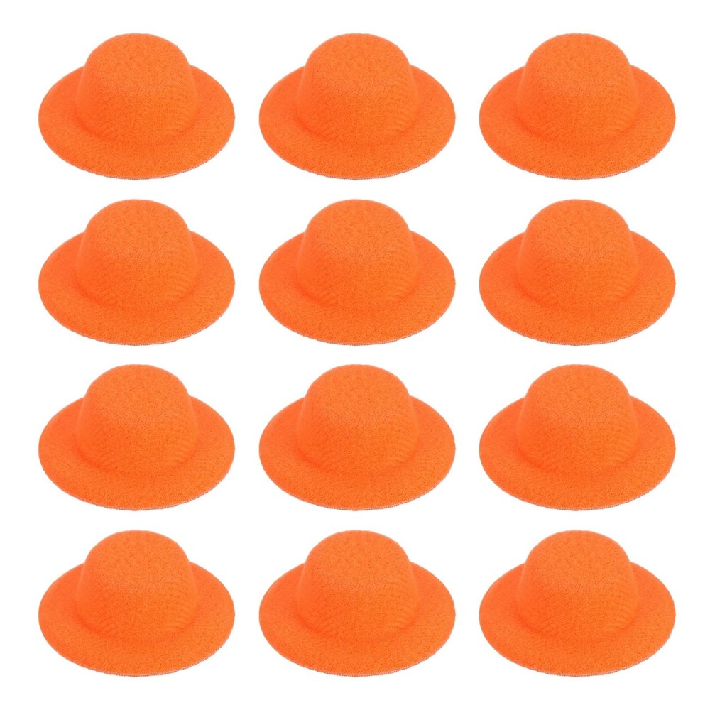 12Pack 1.6 Inch Mini Formal Hats Miniature Doll Hats for Crafts, Orange