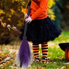 Fancy Dress Broom Halloween Rotating Witch Flying , Small Children’s