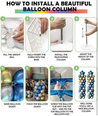 Set of 4 Balloon Column Stand Kit, 7 Ft. Height Adjustable Balloon Tower Pillars