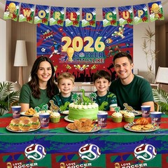 Party Decorations for World Cup 2026, 82 PCS Soccer Theme Supplies Blue