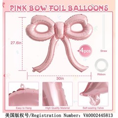 4 Pcs Pink Bow Balloons Bow Party Decorations for Girl Women Pink Bow Birthday