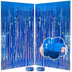 Blue Streamers Party Decorations 3.3×8.2ft, 2 Pack Dark