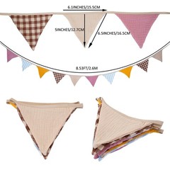 2Pcs Triangle Bunting Flag No-DIY Cotton Fabric Garland Reusable Party Banner…