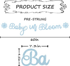Pre-Strung Baby in Bloom Banner – Light Blue Glitter Baby in Bloom Baby Shower D