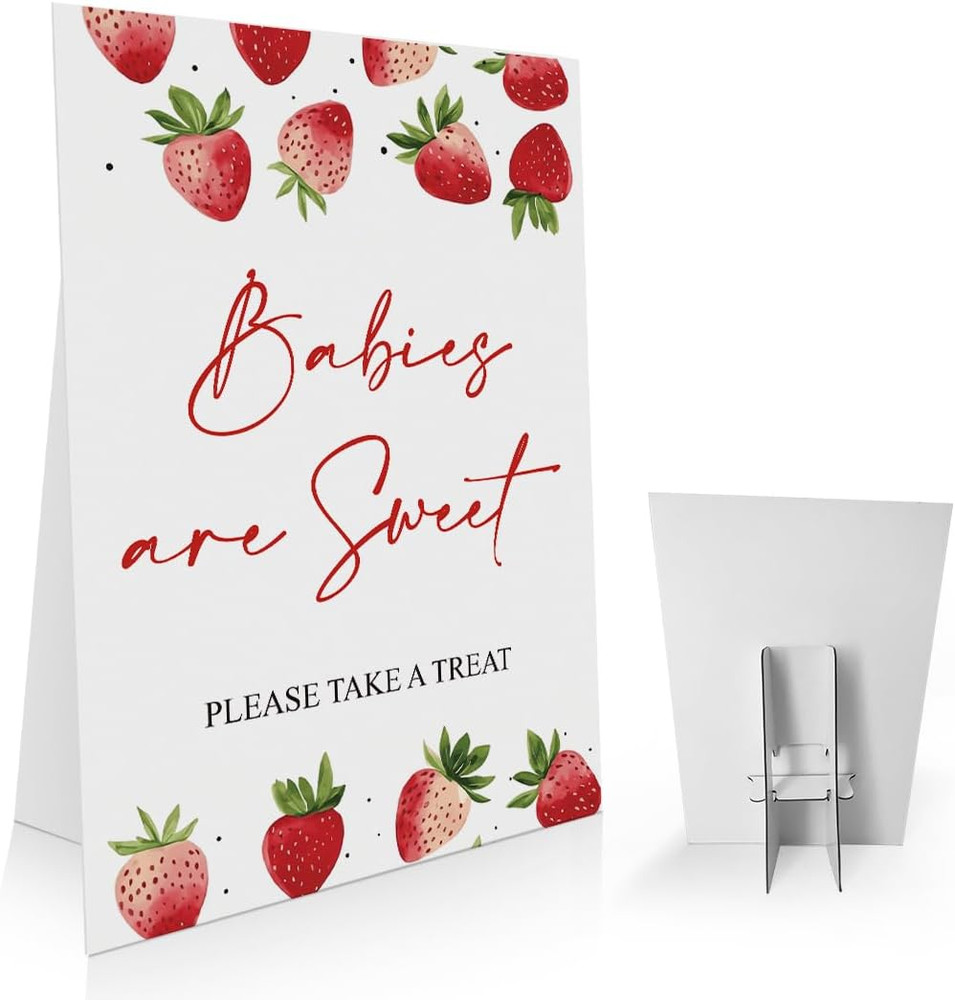 Strawberry Baby Shower Decorations, Babies Are Sweet Sign for Dessert Table (8 X