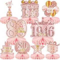 Celebrate in Style: 9 Pcs 80th Birthday Honeycomb Decorations – Unique Design