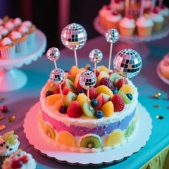 24 PCS Disco Ball Cake Toppers Happy Birthday Cake Topper 1970s Retro Disco T…