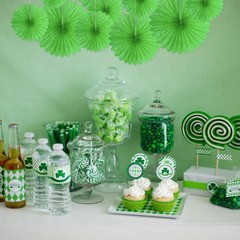 20 PCS Grass Green Hanging Paper Fan, Honeycomb, Round, Wedding, Birthday