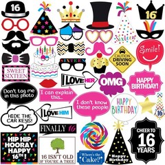 16th Birthday Photo Booth Props – 40 Various,