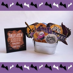 Halloween Photo Booth Props 41 Pc Kit Sign Adhesive Pads Sticks Decorations