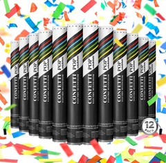 Electric Confetti Cannon Cartridges, 12 PIECES — 16″ Multicolor Poppers for