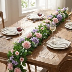 2PCS Artificial Flower Garlands 6FT Fake Silk Rose Vine Hanging Rose Ivy Vines