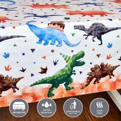 1PCS Dinosaur Tablecloth – Dinosaur Birthday Decorations Three Rex Party Tabl…