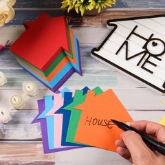 200 Pcs Assorted Color House Paper Cutouts Home Shape Die Cut for Classroom