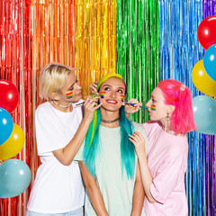 2 Pack Rainbow Foil Fringe Curtains 3.3×6.6Ft Party Photo Backdrop Decor
