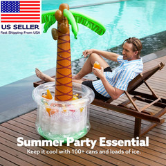 60″ Inflatable Palm Tree Cooler, Beach Theme Decor, Pool Party Decorations, Luau
