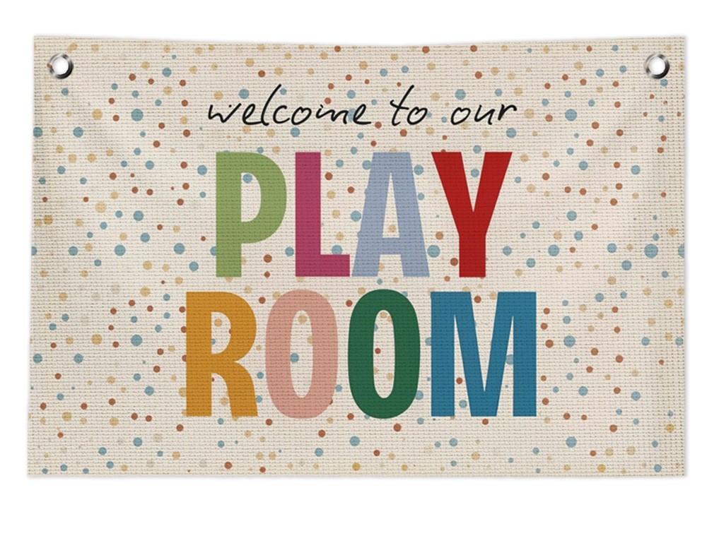 Playroom Wall Decor, Colorful Welcome to Our Play Room Hanging Canvas Banner …