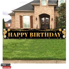 Black Gold Birthday Banner for Happy 1st to 100th – Boys, Girls, Men & Women …