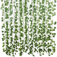 Flojery 78Ft 12pcs Silk Artificial Ivy Vine Hanging Leaves Plant Green
