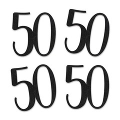 Black Glitter 50 Cut-Out Numbers 50th Birthday Party Anniversary Decorations