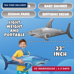 Inflatable Shark Birthday Party Decorations & Pool Toys – 4 Pack (2 Grey, 2 Blue