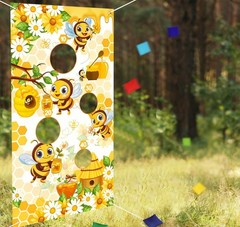 Bee Theme Toss Games with Bean Bags, Bee Theme Toss Games Backdrop Banner for…