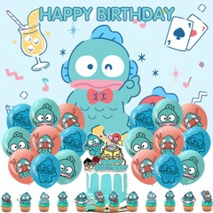 Hangyodon Party Supplies Party Decoration Set Balloons Cake Toppers Banner