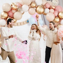 Kit de arco de guirnalda 130 globos rubor,retro rosa,crema,dorado para boda fies